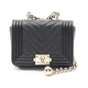 Chanel Boy Shoulder Bag Caviar Grained Calfskin Black